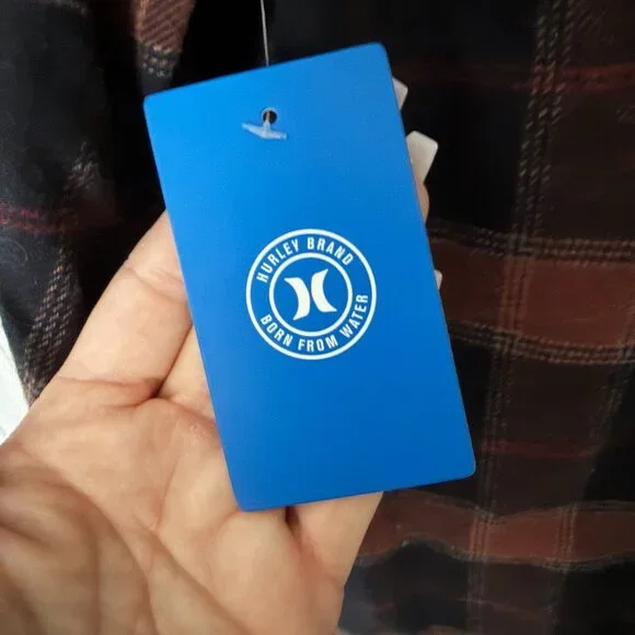 NWT Mens Hurley Medium Weight Flannel Button Down Shirt Orange Black Extra Large - Picture 6 of 7